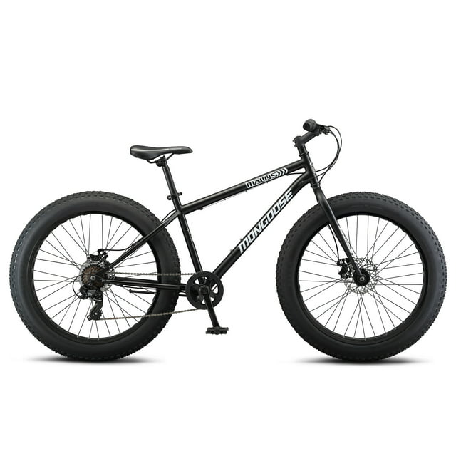 26" Mongoose Malus Adult Fat Tire Mountain Bike, Black