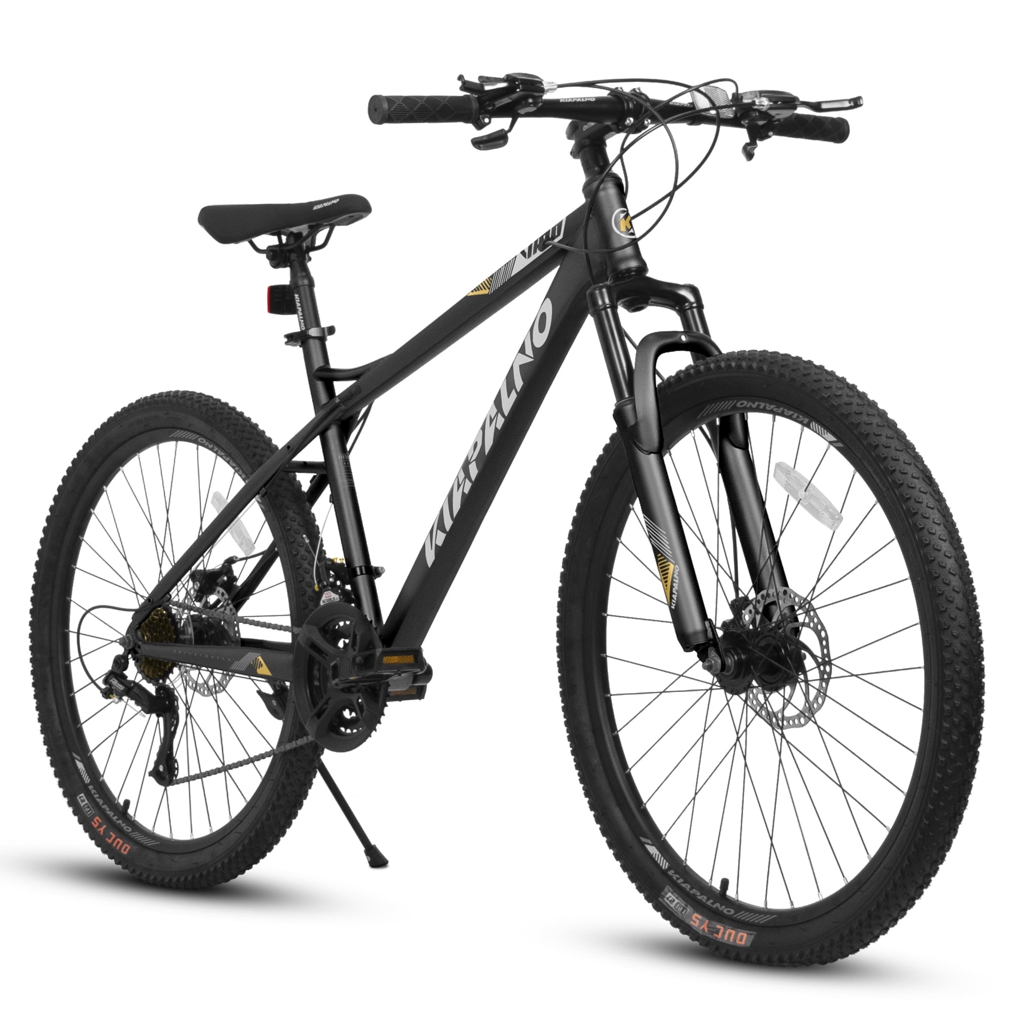 26" Mountain Bike for Adults & Teens, 21-Speed High Carbon Steel MTB with Dual Disc Brakes, 26x2.125 All-Terrain Tires, Outdoor Cycling Bike for Men Women Commuting Fitness Trail Riding, Black