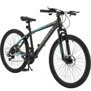 26" Mountain Bike, Aluminum Mountain Bike for Adult with Disc Brakes & Suspension, Black