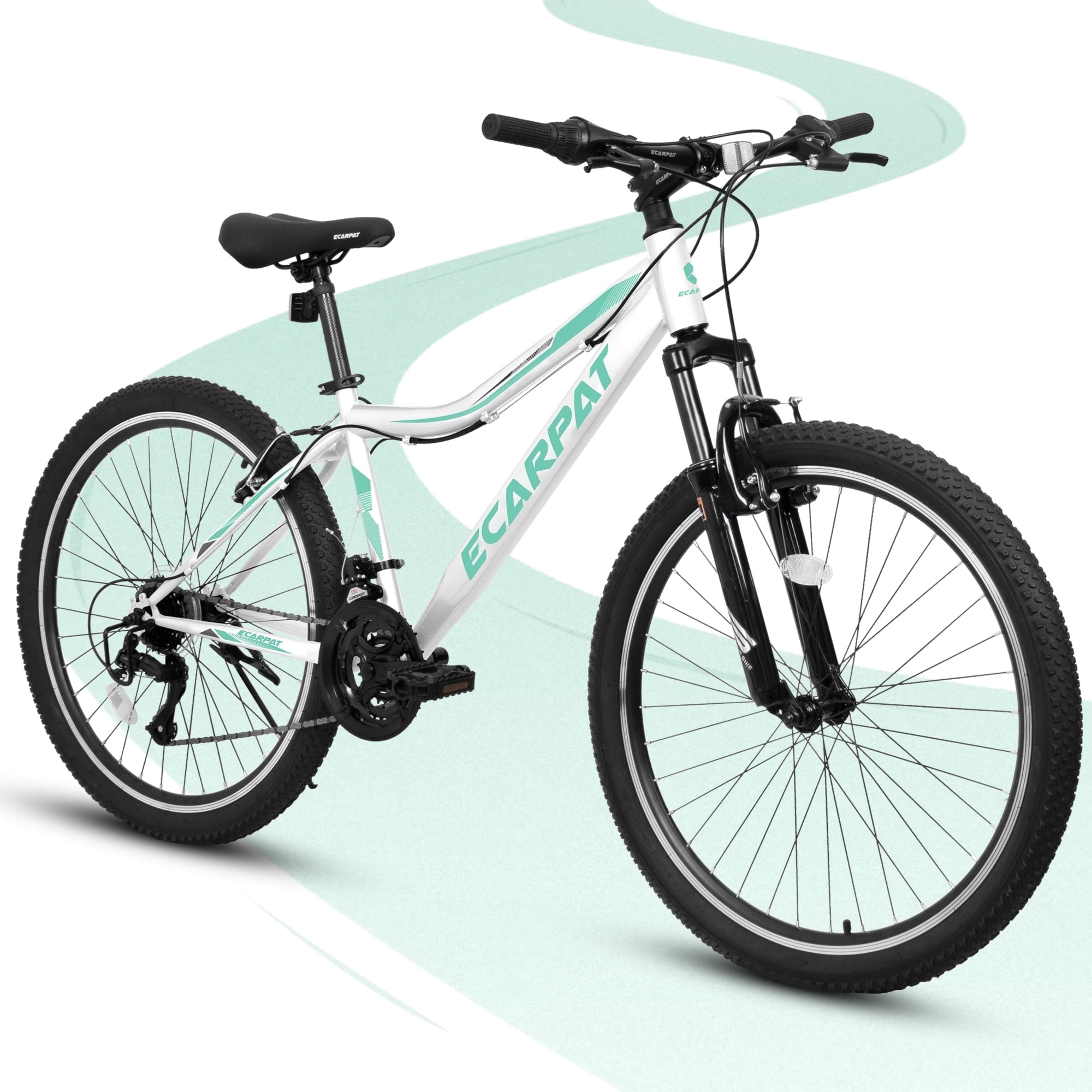 24“/26" Mountain Bike for Women - 21-Speed, Dual Disc Brakes, Front Suspension, All-Terrain Tires, 85% Pre-Assembled Carbon Steel Frame Bicycle