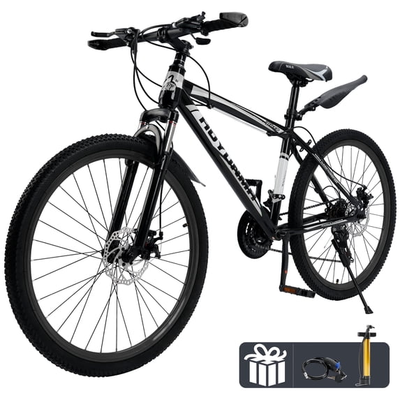 26" Mountain Bike for Men/Women, 24 Speed Shimano Twist Shifting, Front Suspension, Comfort Saddle Red/White/Blue/Green