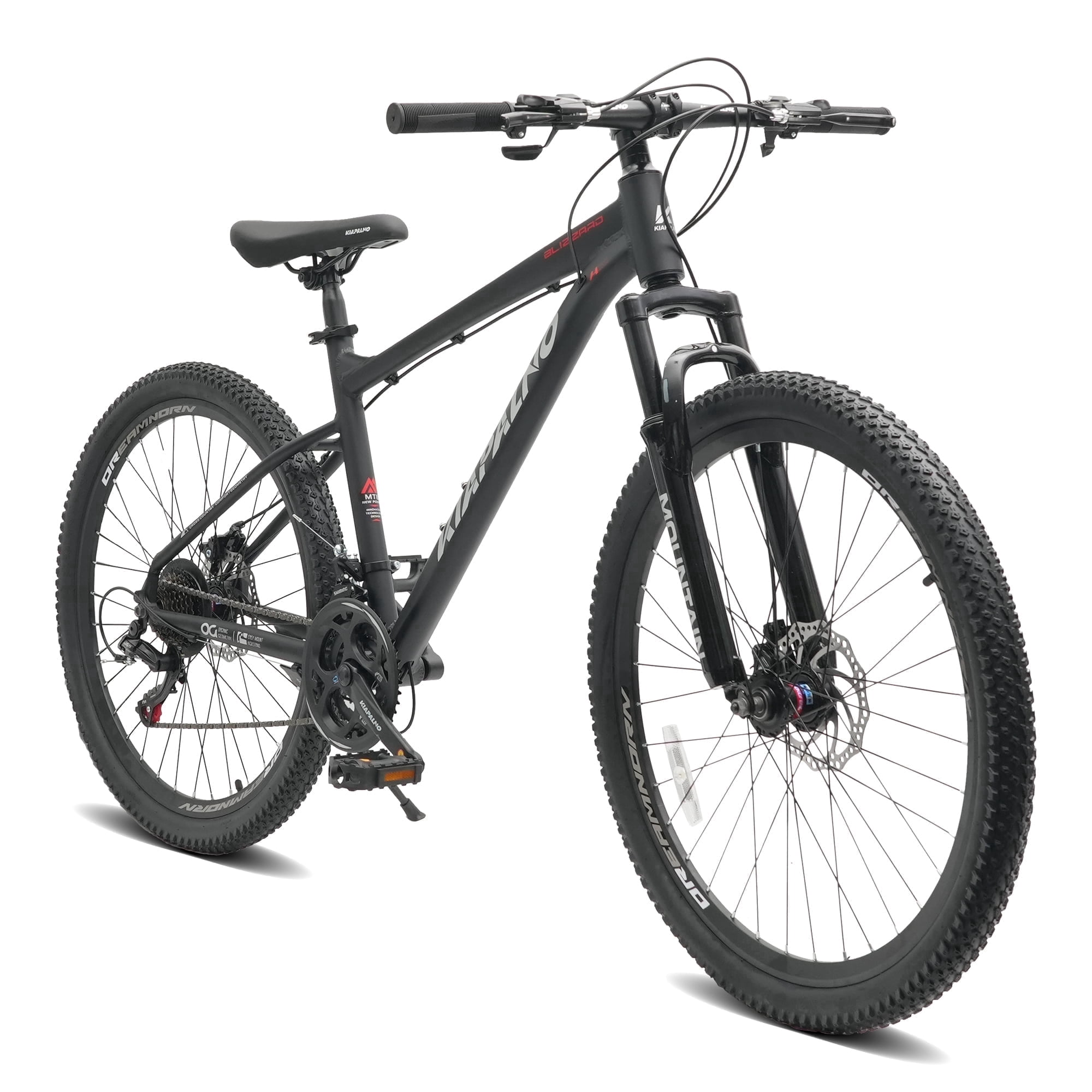 26" Mountain Bike with 21-Speed Drivetrain and Dual Disc Brakes, Adult Bike for Men & Women,Black