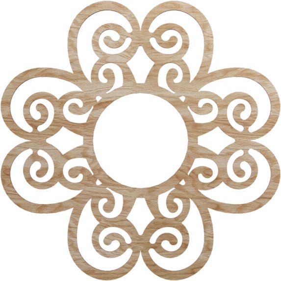 26"OD x 8 7/8"ID x 1/4"T Cohen Wood Fretwork Pierced Ceiling Medallion, Red Oak