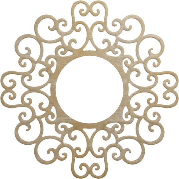26"OD x 9 7/8"ID x 3/8"T Reims Wood Fretwork Pierced Ceiling Medallion, Birch