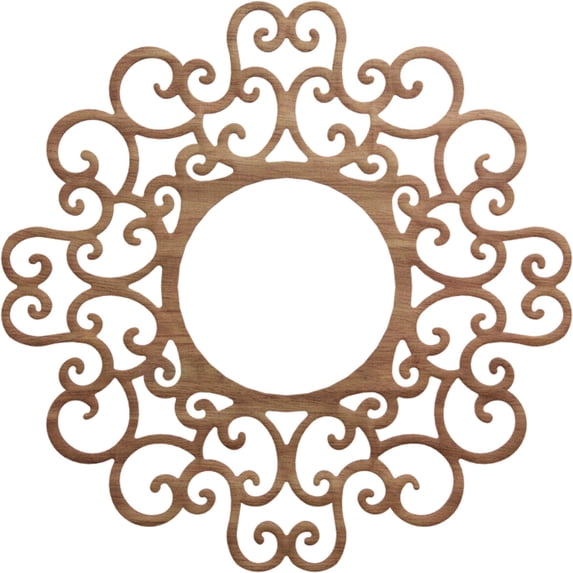 26"OD x 9 7/8"ID x 3/8"T Reims Wood Fretwork Pierced Ceiling Medallion, Walnut