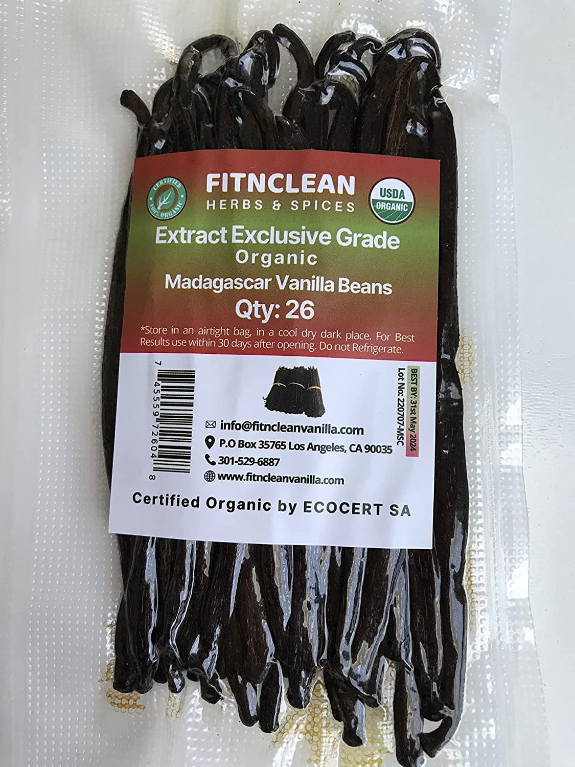 26 Organic Madagascar Vanilla Beans Extract Exclusive Grade B, 4.5" 5