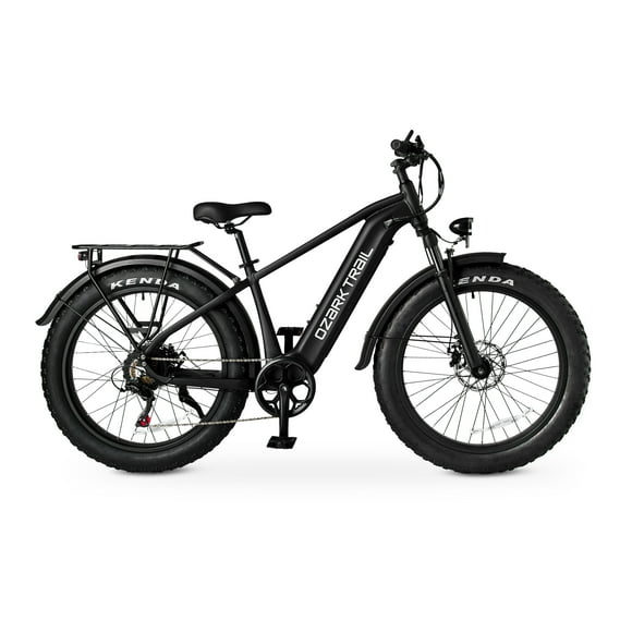 Ozark Trail 26" M.3 Ranger+ Electric Fat Tire Bike, 48V, Class 2, Black, Fits Riders 5'2" - 6'1", Adult, Unisex
