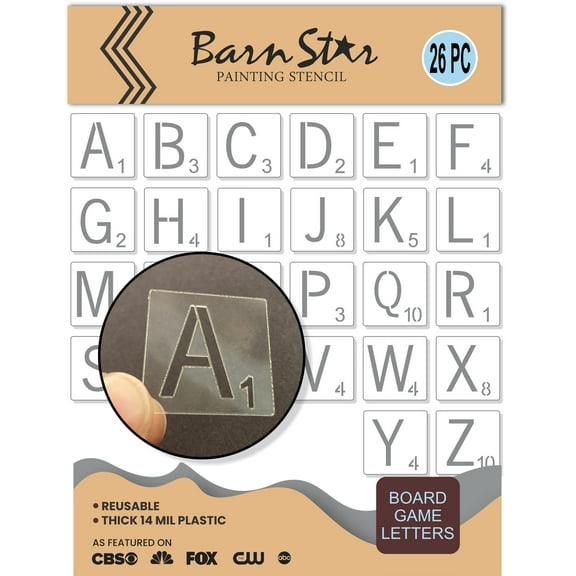 26 PC Board Game Letter Pieces Stencil Kit, Fit 1 Inch Tiles, Paint Your Own Game Sign, Painting Stencil Template, Full Alphabet