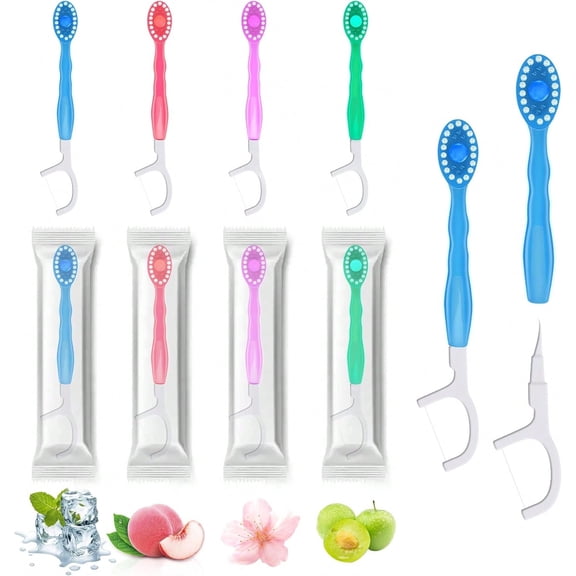 26 PCS 5-In-1 Mini Travel Toothbrush Set - Disposable Toothbrushes With Toothpaste & Pick