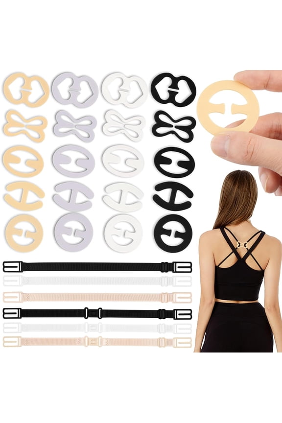 26 PCS Bra Strap Clips, Bra Strap Holders for Slipping, Bra Clips to Make Racerback, Adjustable Conceal Bra Clip for Full Cup Size, Cleavage Control, Ballet Dance