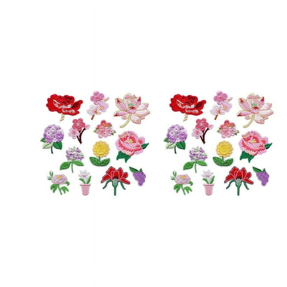 26 PCS Iron on Patches Flower Appliques Stickers, Basket Embroidery Decorative Applique Sew