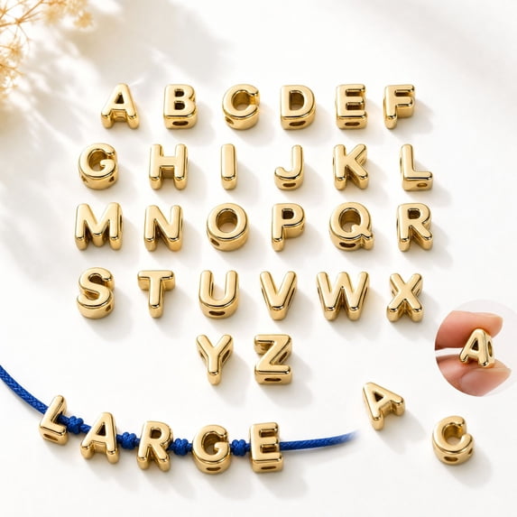 26 PCS Thick Acrylic Letter Beads, Coated Bubble Alphabet Beads with Large Horizontal Hole, Big Letter Beads for Jewelry Making Keychains Bag Charms DIY Crafts, 6 Styles Available