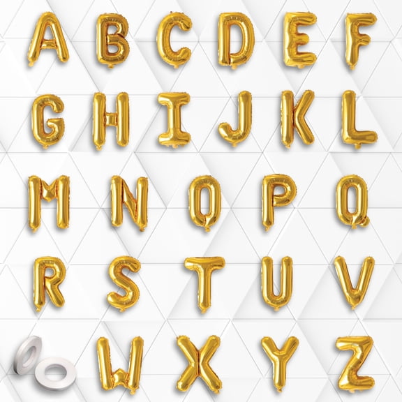 26 PCs Gold Letter Balloons A-Z 16 inch - Mylar Foil Balloon Letters for Birthday Party Banner, Anniversary, Graduation, Baby Shower- Air Fill Only