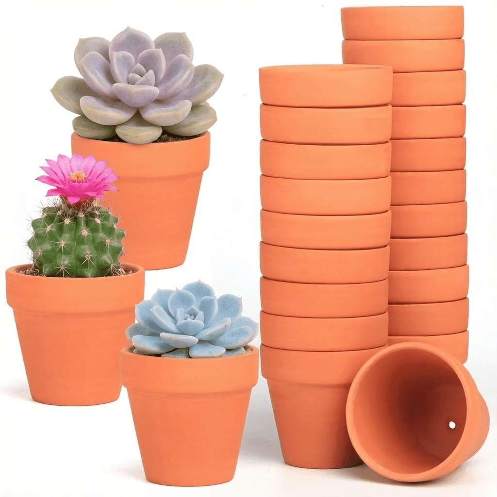 26 Pack 3 Inch Terracotta Pots, Mini Clay Pots with Drainage Holes,Cactus Flower Nursery Terra Cotta Pot for Indoor/Outdoor Succulent Plants, Crafts, Wedding Favor at Walmart