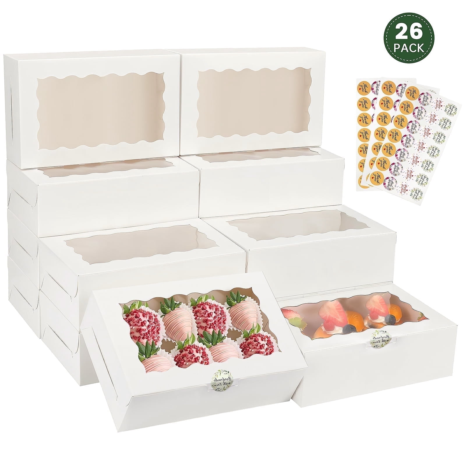 26 Pack Bakery Boxes with Window, 10