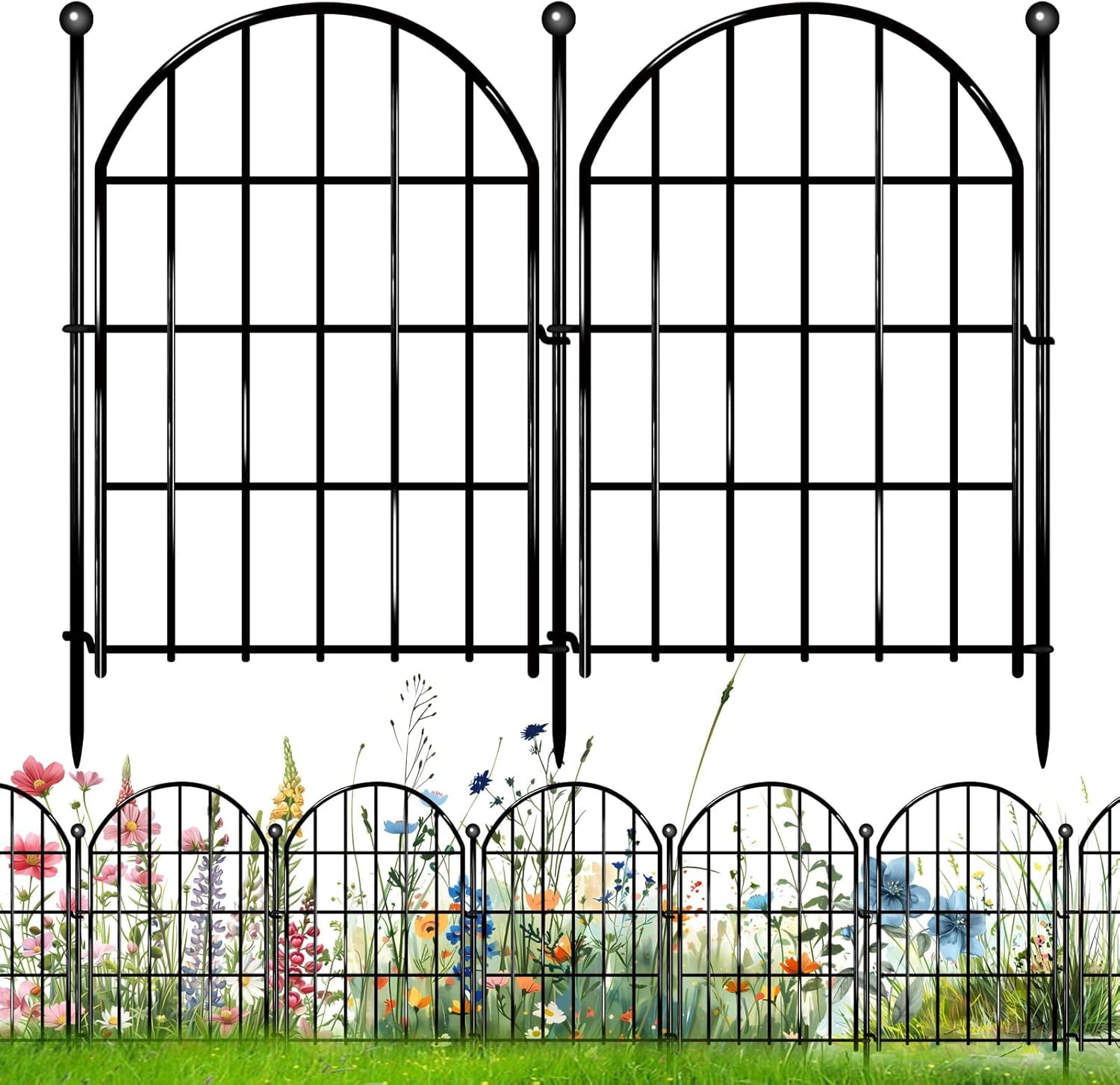 26 Pack Decorative Garden Fence, 17in X 28ft Arched No Dig Fence Border ...