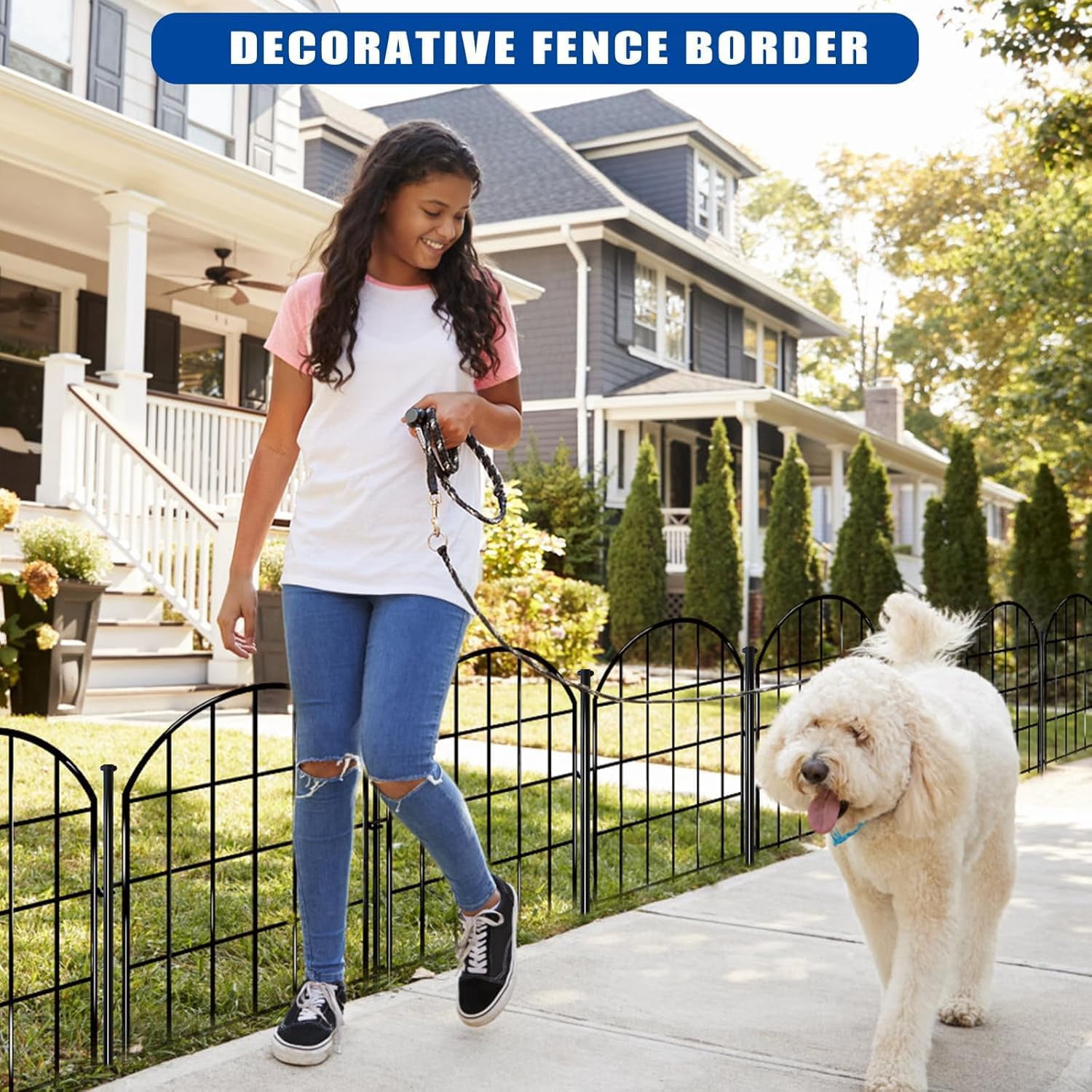 26 Pack Decorative Garden Fence, 17in X 28ft Arched No  Animal Barrier with Ground Stake for Dog & Rabbit