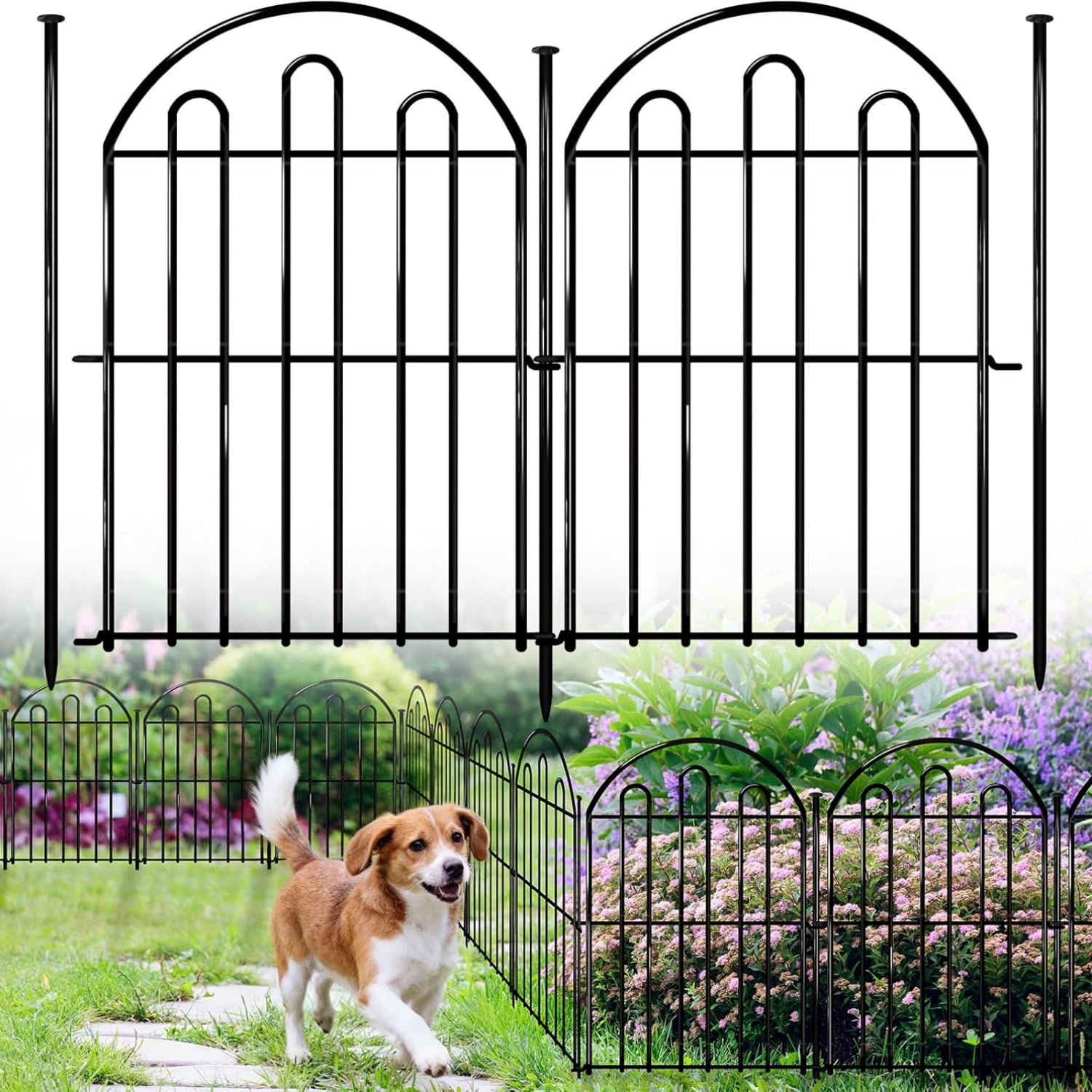 26 Pack Decorative Garden Fence, 17in x 28ft Arched No Dig Animal Barrier Fence for Dog Rabbit, Garden Edging Border, Rustproof Metal Ground Stake Border for Outdoor Yard Patio Decor