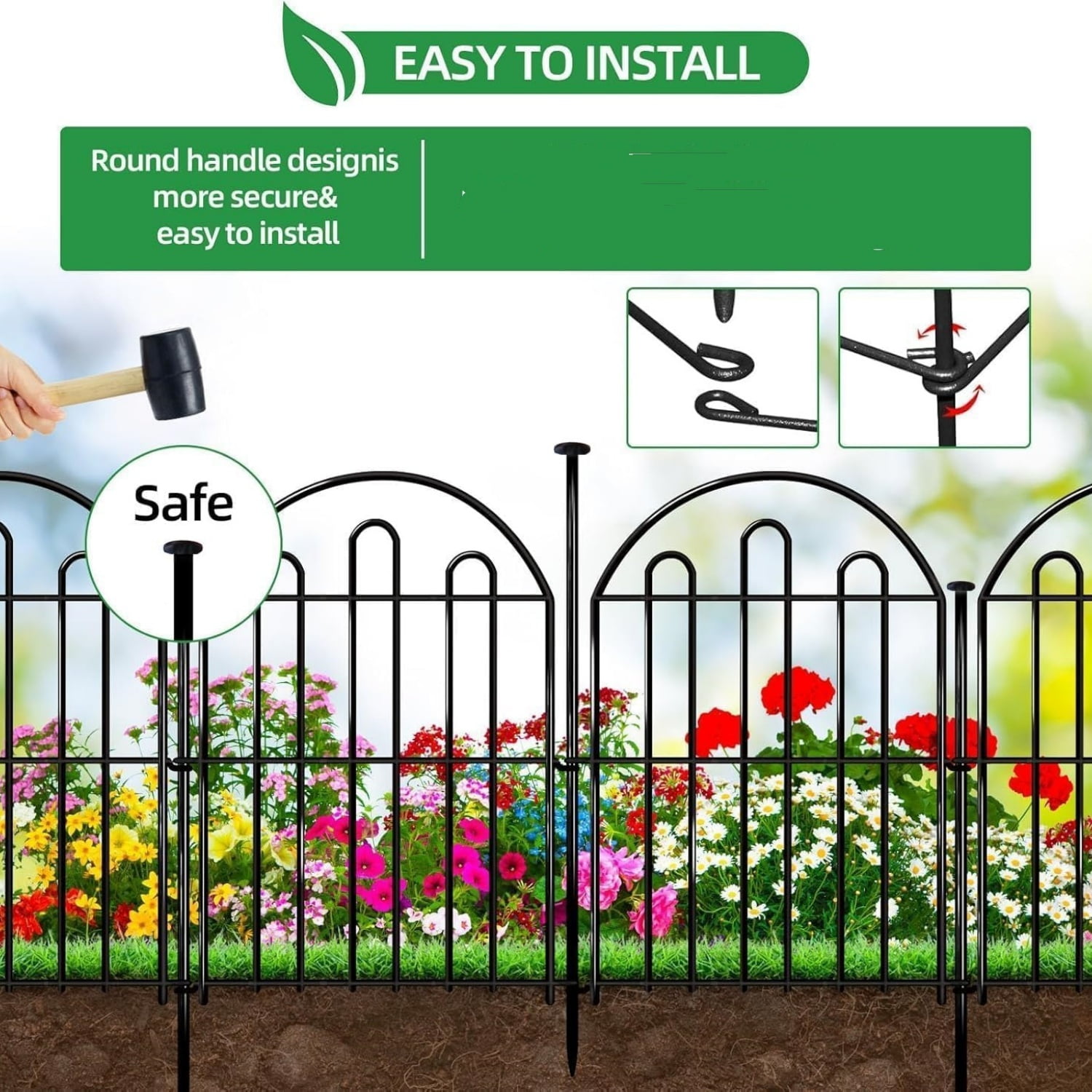 26 Pack Decorative Garden Fence, 17in x 28ft Arched No Dig Animal Barrier Fence for Dog Rabbit, Garden Edging Border, Rustproof Metal Ground Stake Border for Outdoor Yard Patio Decor
