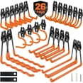 thumbnail image 1 of 26 Pack Garage Hooks Heavy Duty, Utility Steel Garage Storage Hooks with 2 Extension Cord Storage Straps, Utility Garage Wall Mount Hooks for Hanging Bike, Ladder and Garden Tools, Orange, 1 of 9