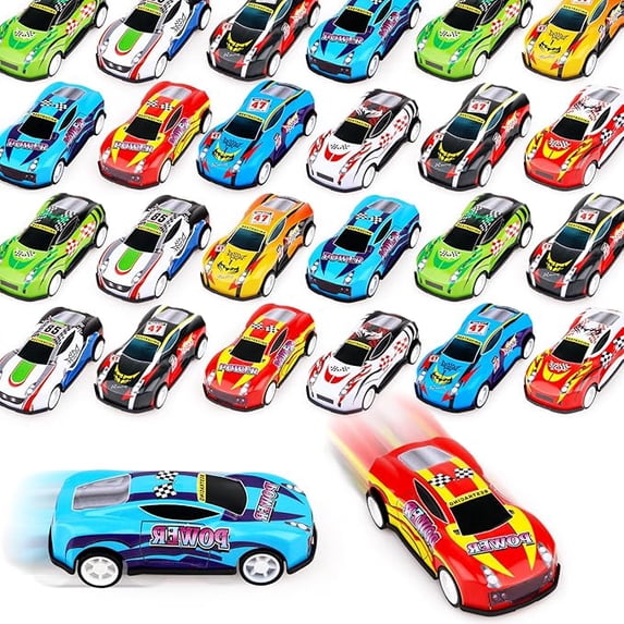 26 Pack Mini Alloy Race Cars, Bulk Pull Back Toy Vehicles for Kids, Durable Diecast Toy Cars for Party Favors & Classroom Rewards, No Batteries Required