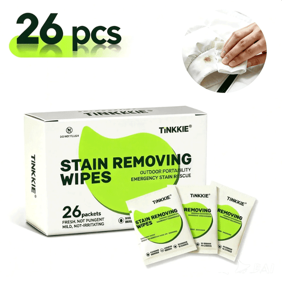 26 Pack Stain Remover Wipes, stain wipe for clothes, Individually Wrapped Travel Wipes for Shoes And Surface cleaning of headphones