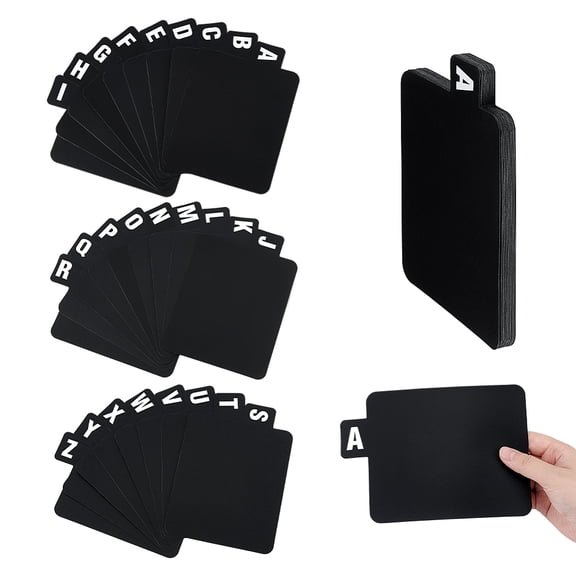 26 Pack Vinyl Dividers Black Record Storage A-Z Alphabetical Index Tabs Organizer Shelf Separators