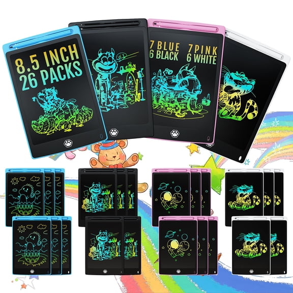 26 Packs LCD Writing Tablet, 8.5INCH Doodle Board for Child, Erasable Kids Drawing Pad, Electronic Drawing Writing Board for Kids Adults Learning & Education, (Blue+Pink+Black+White)