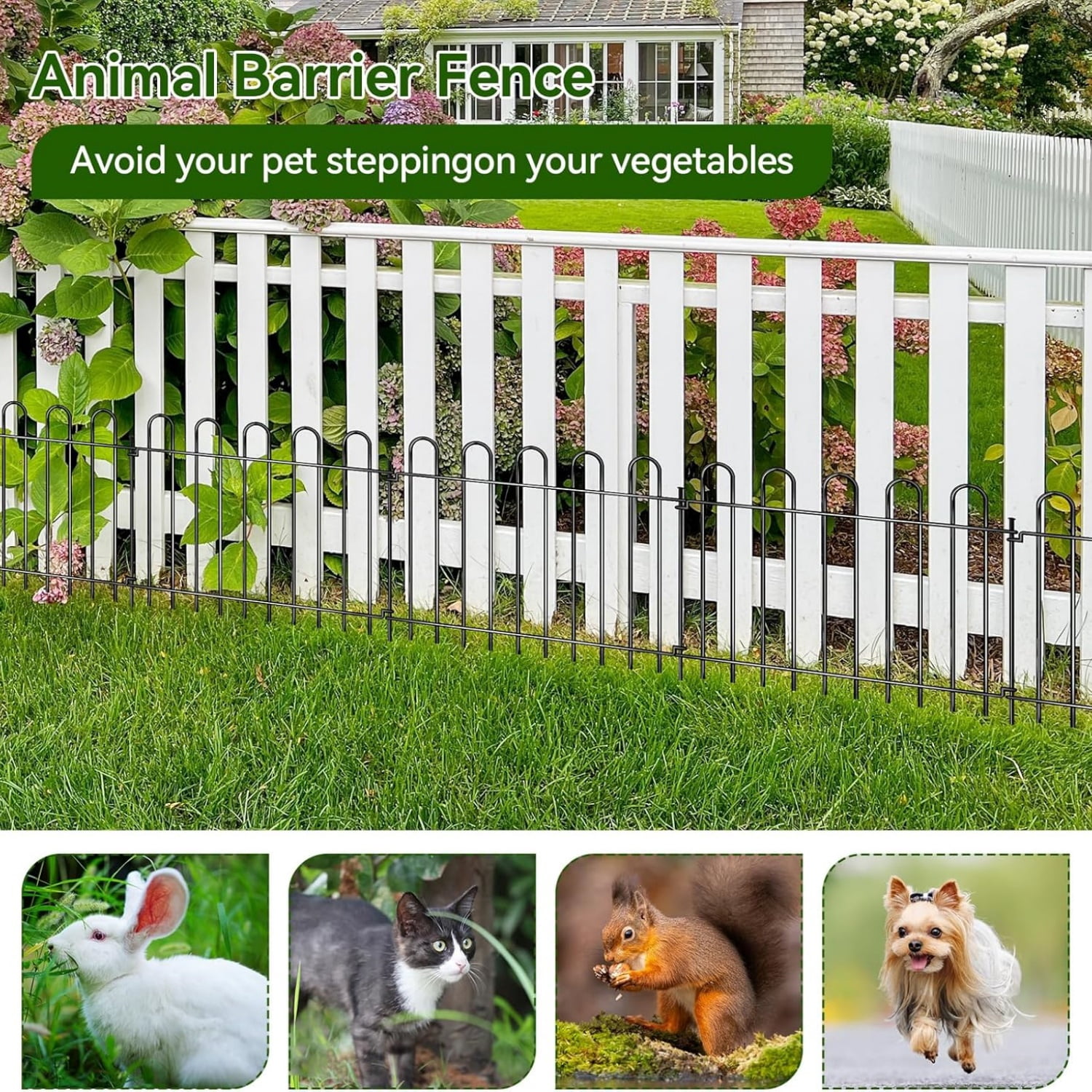 26 Panels Decorative Garden Fence, 37ft X 20in Rustproof Metal Animal Barrier Fence, No Dig Fence Garden Fence, Arched Flower Bed Edging Ornamental Wire Border Fencing for Outdoor Yard, Patio Decor