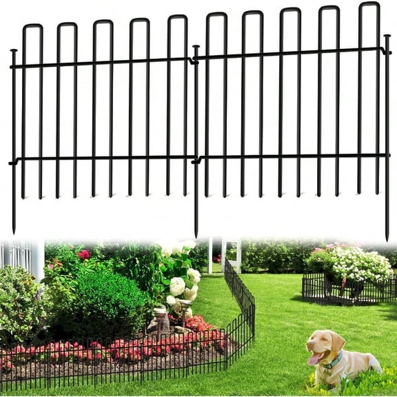 26 Panels No Dig Animal Barrier Fence 13in H X 37ft(L) Garden Edging Border Fencing Rustproof Metal Stakes Decorative Garden Fence Dog Digging Defense Fencing Barrier For Outdoor Yard Patio