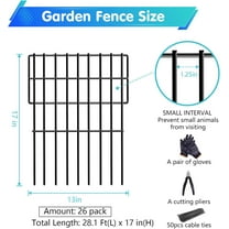 26 Panels No Fence, 28ft x 17in Dog Digging Barrier with 1.2in , Rustproof Metal Garden Edging for Outdoor