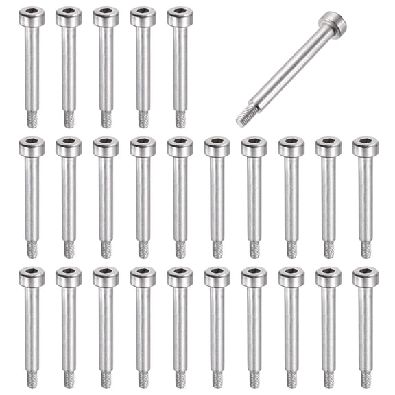 26 Pcs 304 Stainless Steel Shoulder Bolt 4mm Shoulder Dia 25mm Shoulder Length M3x0.5 Thread Hex Socket Shoulder Bolts for Hydraulic Injection Molding Machinery Industries