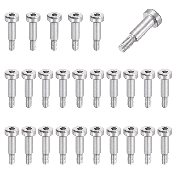 26 Pcs 304 Stainless Steel Shoulder Bolt 5mm Shoulder Dia 12mm Shoulder Length M4x0.7 Thread Hex Socket Shoulder Bolts for Hydraulic Injection Molding Machinery Industries