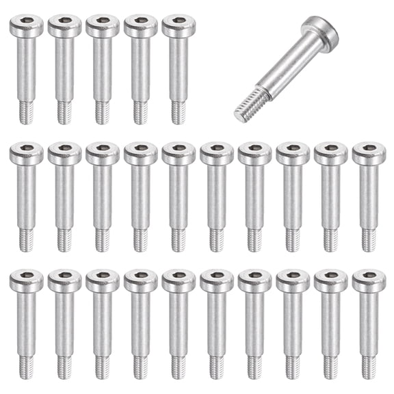 26 Pcs 304 Stainless Steel Shoulder Bolt 5mm Shoulder Dia 20mm Shoulder Length M4x0.7 Thread Hex Socket Shoulder Bolts for Hydraulic Injection Molding Machinery Industries