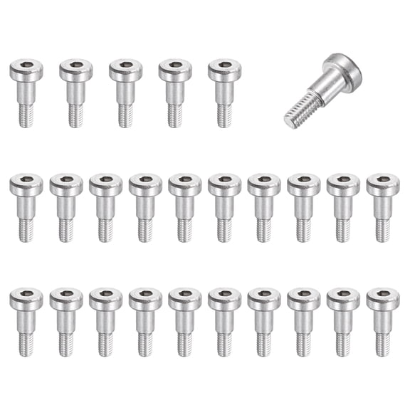 26 Pcs 304 Stainless Steel Shoulder Bolt 5mm Shoulder Dia 6mm Shoulder Length M4x0.7 Thread Hex Socket Shoulder Bolts for Hydraulic Injection Molding Machinery Industries
