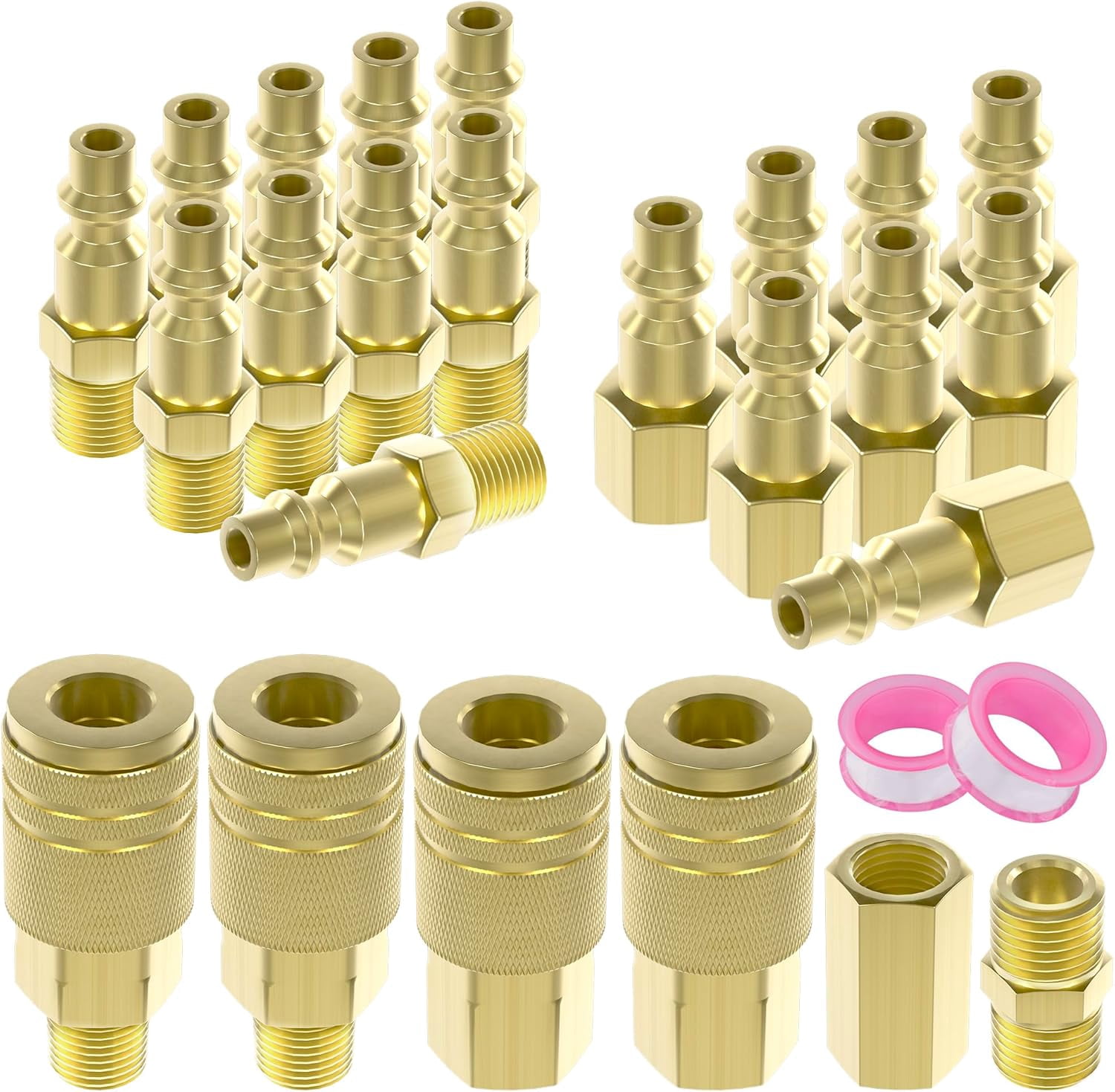 26 Pcs Air Coupler & Plug Kit,1/4" NPT Air Tool Fittings Set,Quick ...
