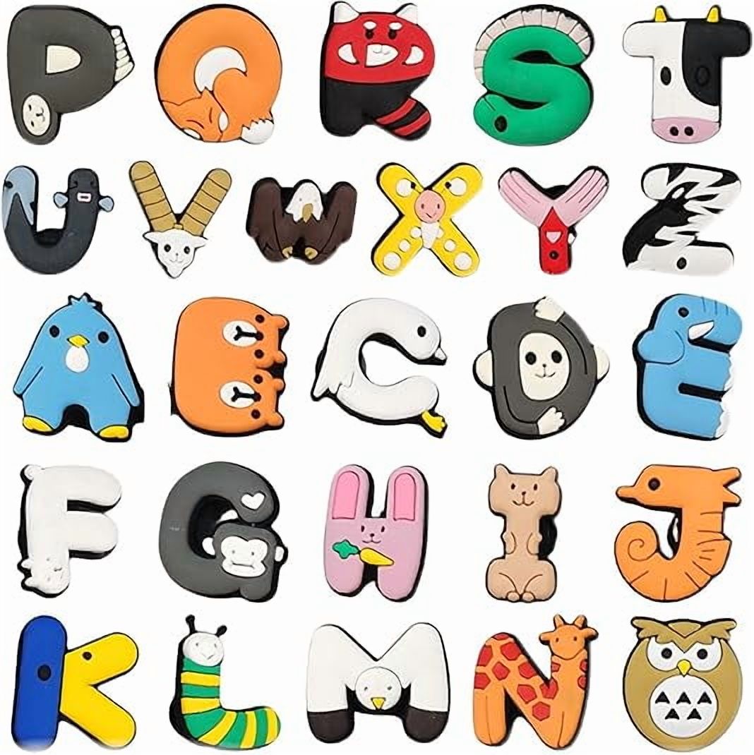 26 Pcs Animal Alphabet Shoe Charms for Clogs - Cut