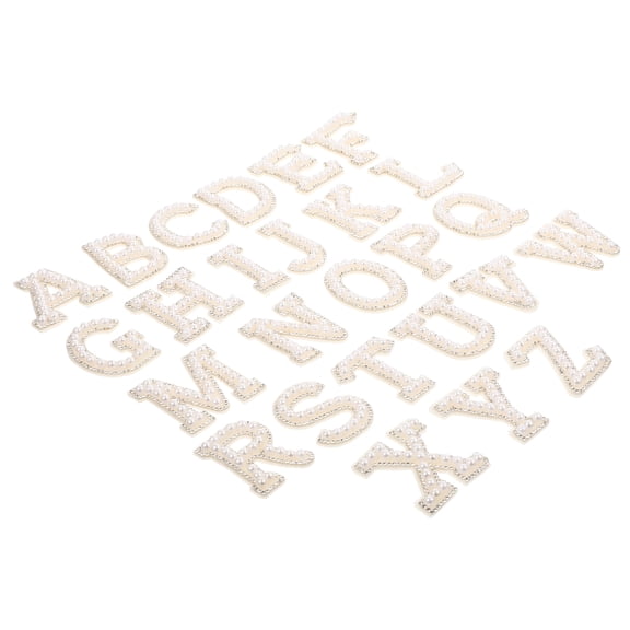 26 Pcs Self-Adhesive Backpack Stickers for Sewing Supplies, White Polyester Iron-On Letter Patches for Repair and Decoration