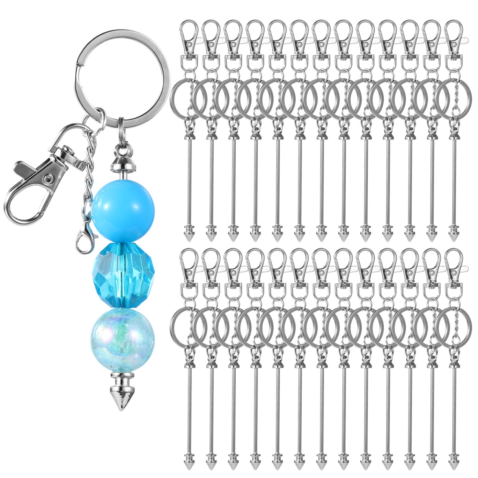 Short Keychain 26 Pcs Beadable Keychain Bars, Blank Beadable Keychains with Lobster ...