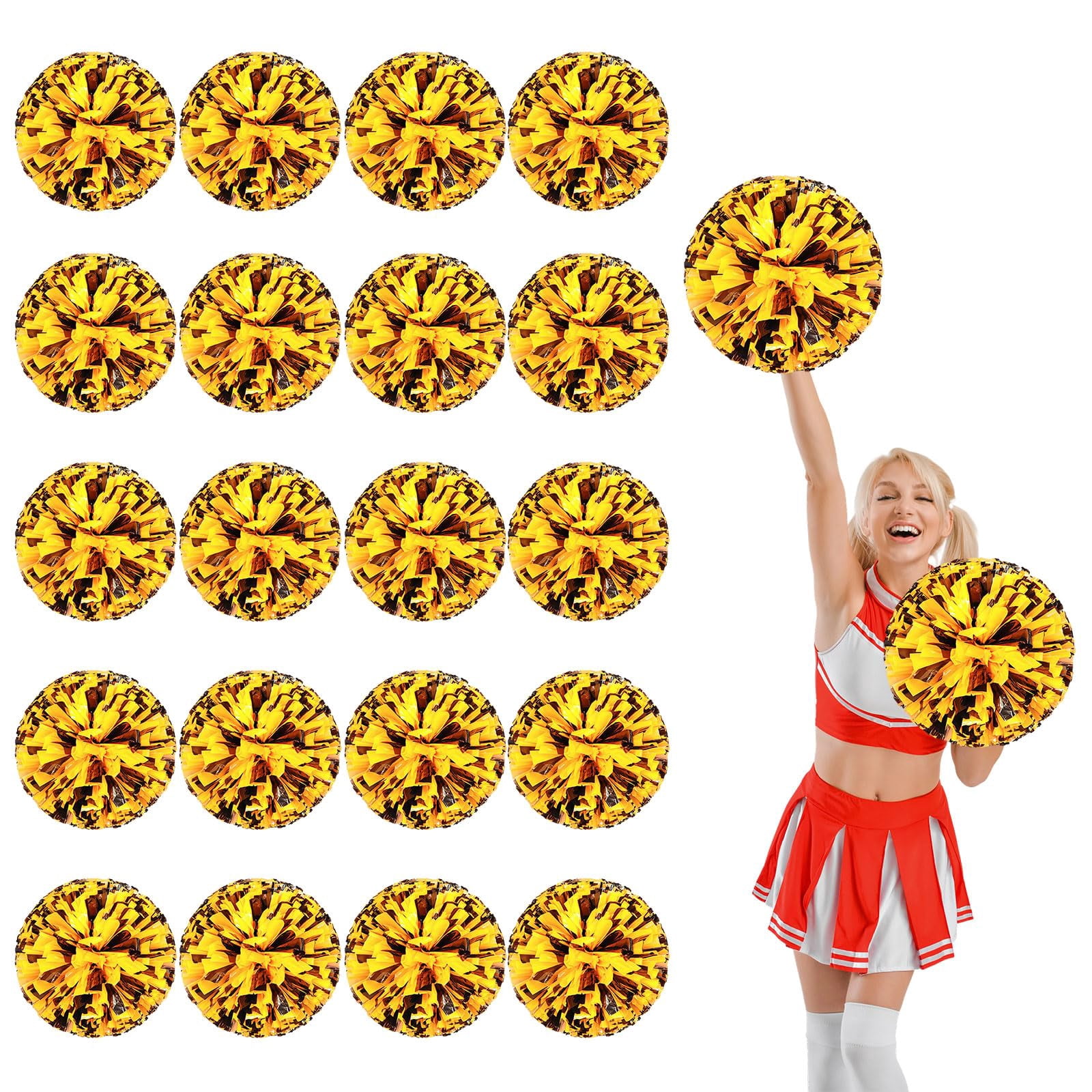 26 Pcs Cheerleading Pom Poms, Cheerleader Pompoms with Four Finger Payment,Fit for Team Spirit Sports Dance Cheering