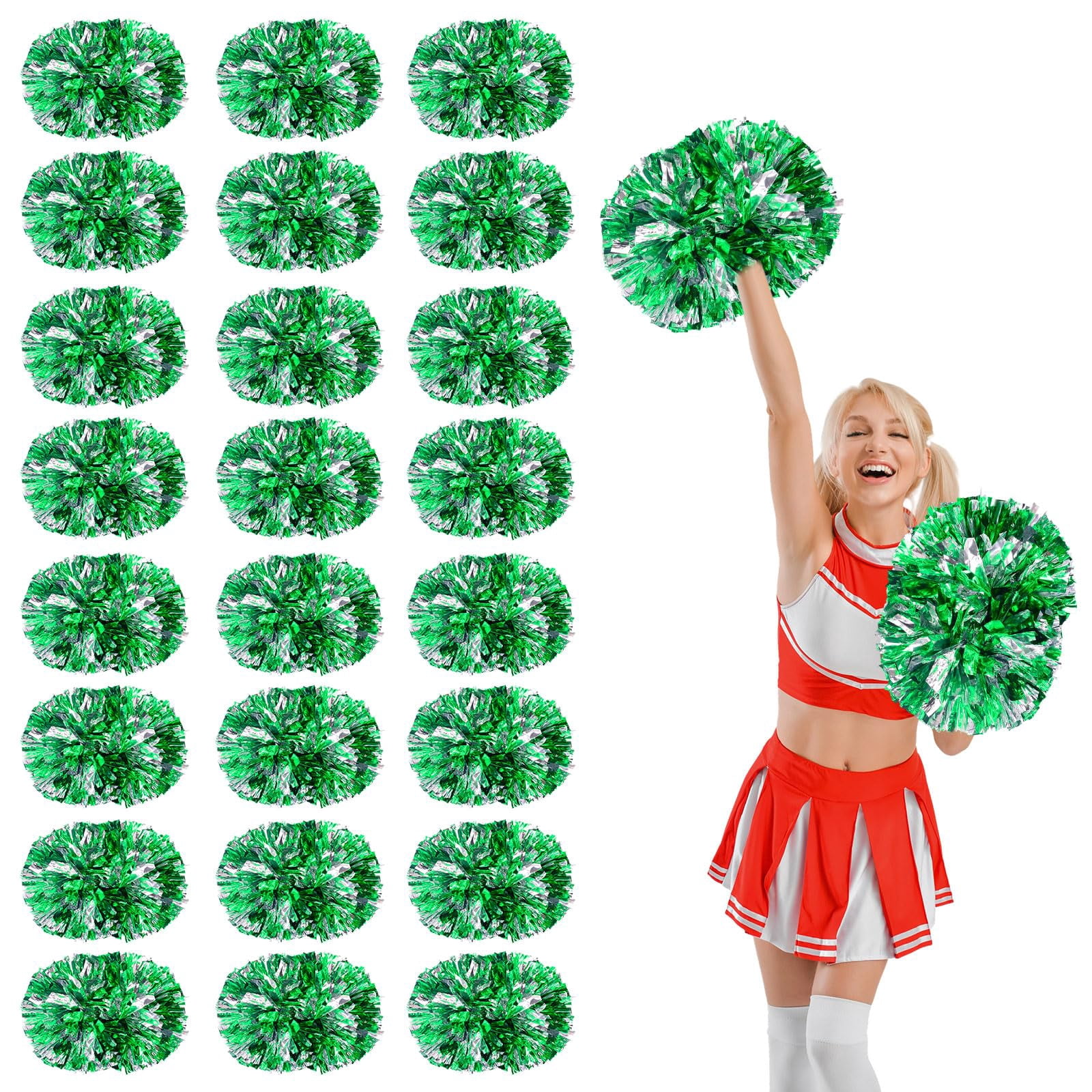 26 Pcs Cheerleading Pom Poms, Cheerleader Pompoms with Handle Style,Fit for Team Spirit Sports Dance Cheering