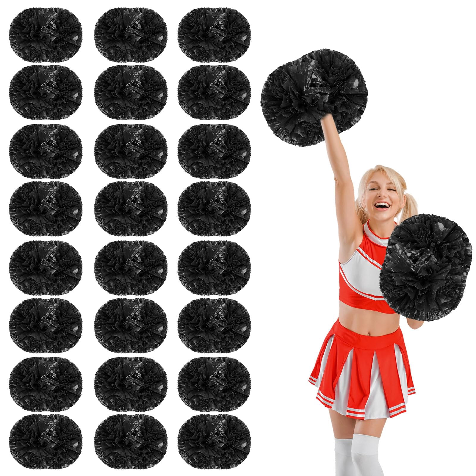 26 Pcs Cheerleading Pom Poms, Cheerleader Pompoms with Handle Style,Fit for Team Spirit Sports Dance Cheering