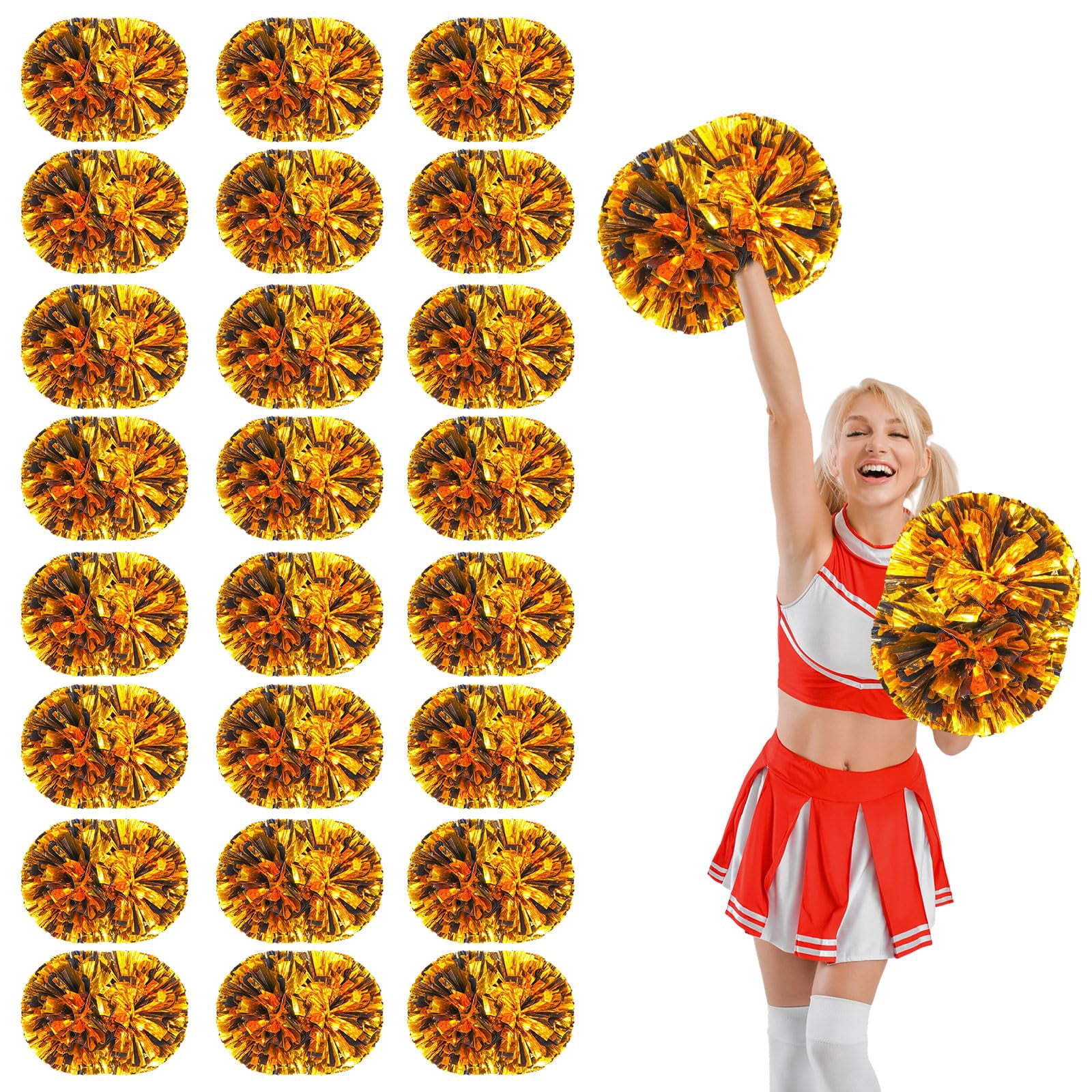 26 Pcs Cheerleading Pom Poms, Cheerleader Pompoms with Handle Style,Fit for Team Spirit Sports Dance Cheering