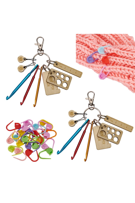 26 Pcs Crochet Hook Kit 22x11x3mm Stitch Markers Mini Keychain Aluminum Crochet Hooks Knitting Needles Crochet Hook Keychain Portable Crochet