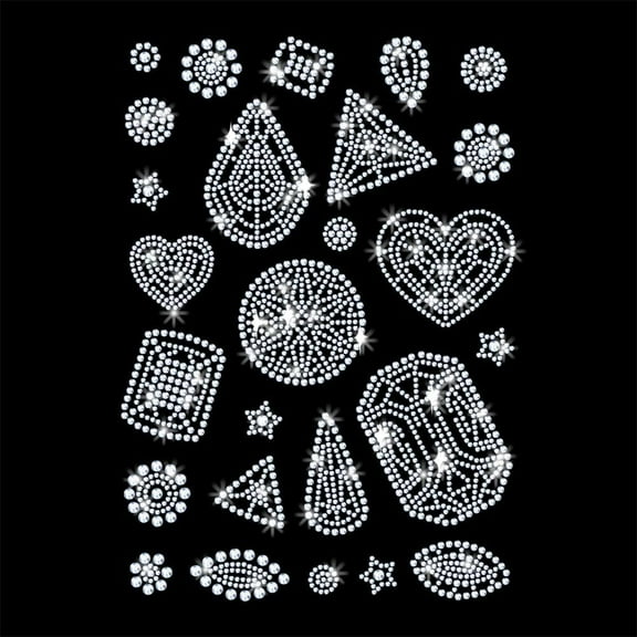 26 Pcs Diamond Pattern Iron on Rhinestones Transfer Bling Clothing Repair Applique Heat Transfer Patches for T-Shirt Vest Shoes Hat Jacket Pants Bags Decor Colorful