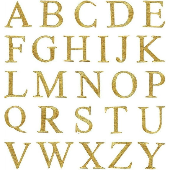 26 Pcs Embroidery Letter Patch Embroidery Lace Patch Desorative Sew on Applique Metallic Applique for Craft Dress Decoration Repair Clothing Backpack Gold
