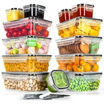26 Pcs Food Storage Containers with Upgraded Snap Locking Lids (13 Containers & 13 Lids), Plastic Meal Prep Container-Stackable 100% Leakproof & BPA-Free Kitchen Organization Set, Lunch Containers