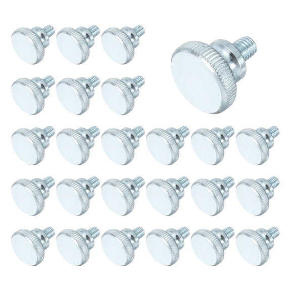 26 Pcs M6x6mm Knurled Thumb Screws, Zinc Plated Flat Knurled Head Fully Threaded Screw
