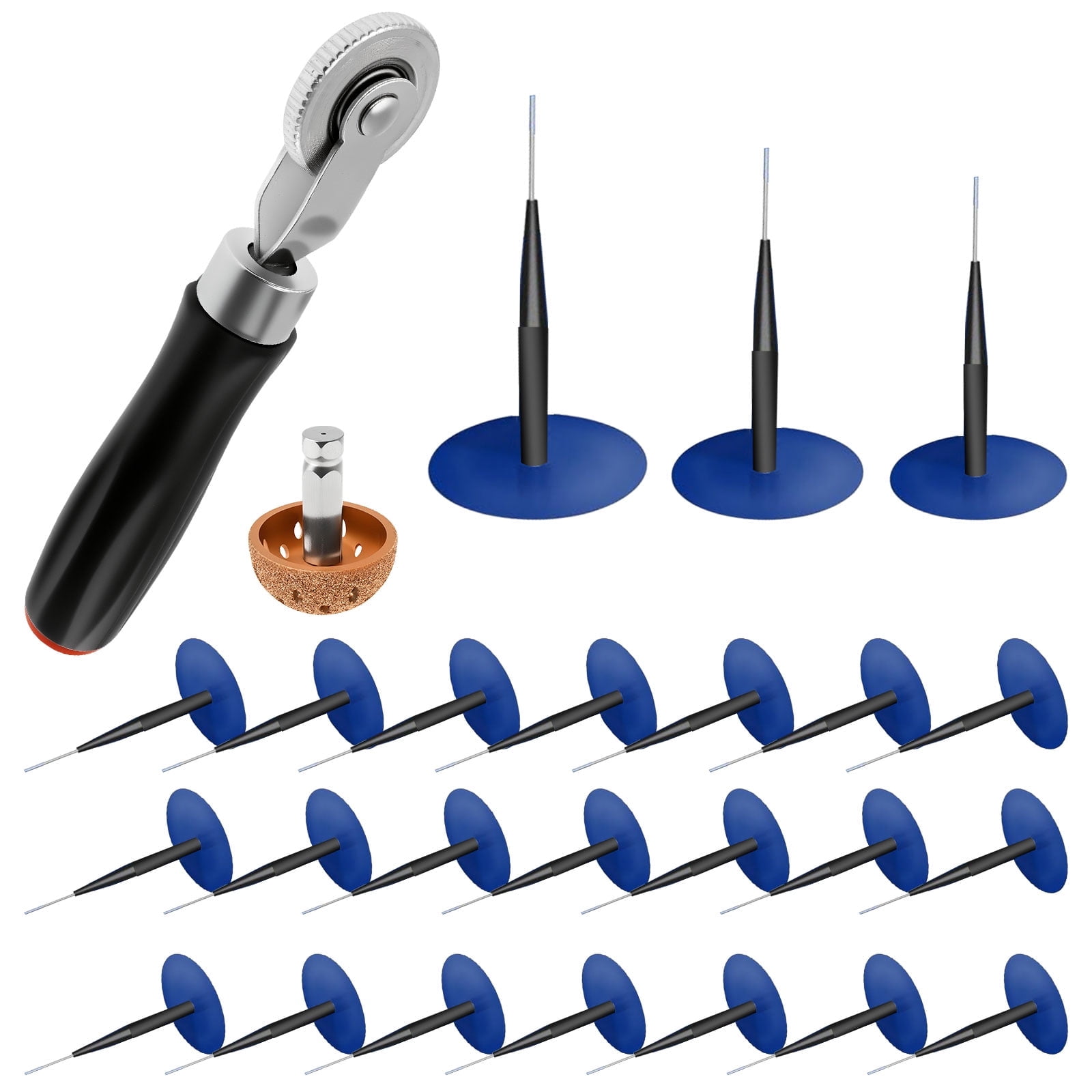 26 Pcs Multi Size Thickened Rubber Tire Patch Kit Professional Leak ...