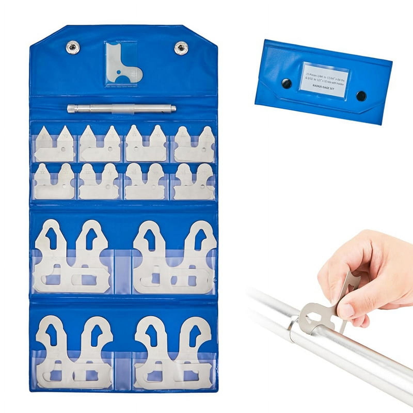 26 Pcs Radius Gauge Set Fractional 1/641/2 Inch Gages with Holder